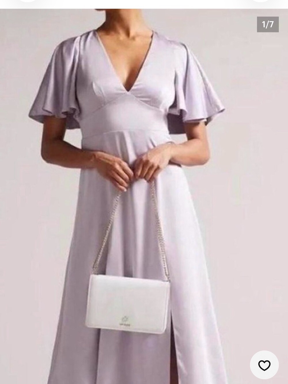 Ted Baker Lavender V-Neck Midi Dress with Flutter Sleeves